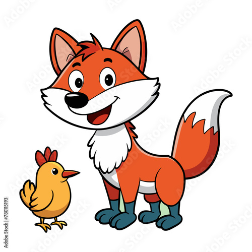 A cute fox with a chicken 