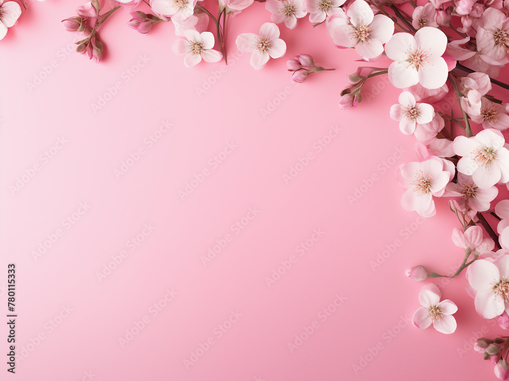 Pink background with floral border for text space