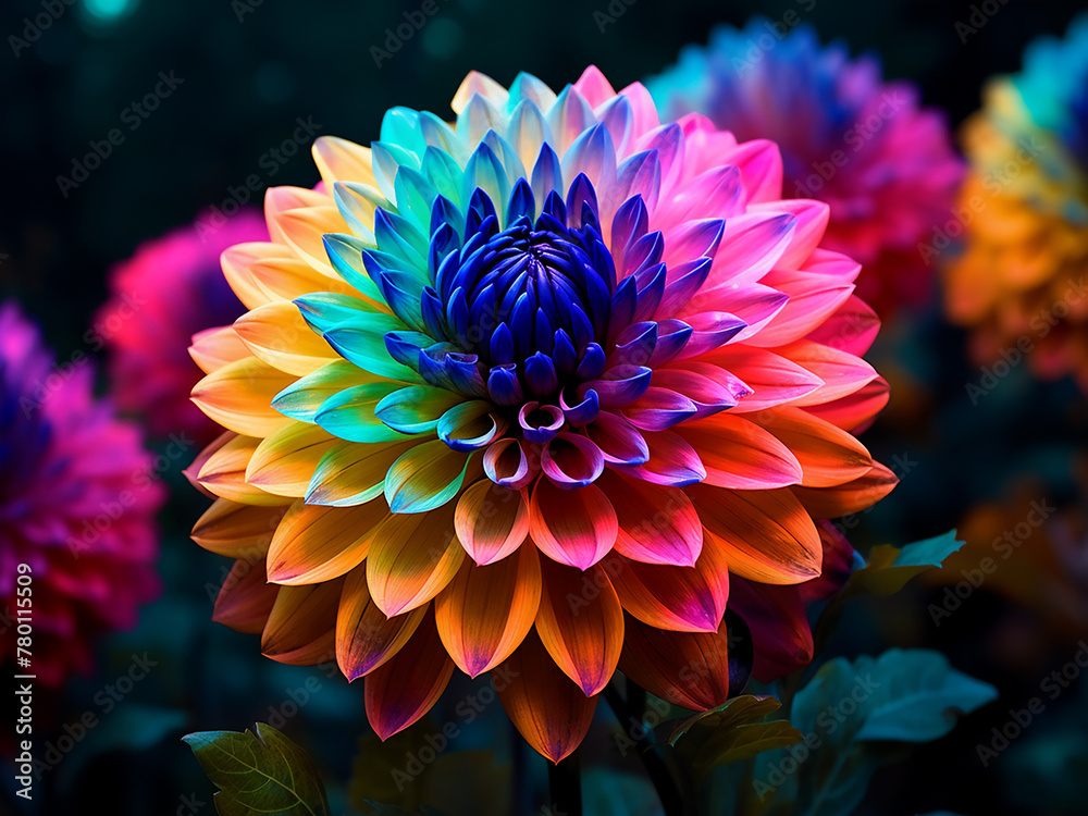 AI creates vibrant, multicolored dahlia flower AI creates vibrant, multicolored dahlia flower