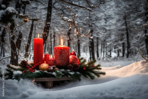 burning candle in the snow