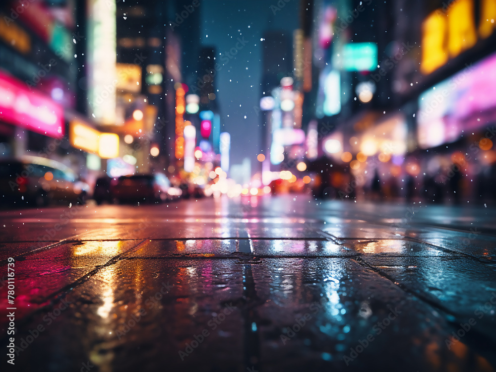 Obraz premium Urban night lights blur in abstract cityscape