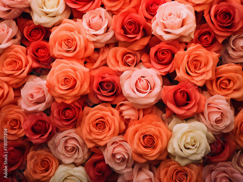 Pink and orange roses create a backdrop inspired by the 2019 Color of the Year  Living Coral