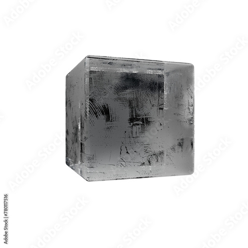 Glass cube with scuffs isolated image