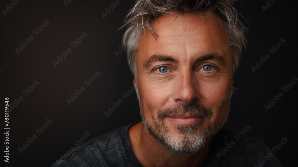 portrait of confident mature man with beard and blue eyes close up portrait of confident mature man with beard and blue eyes close up