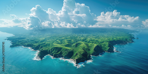 Aerial view of Pacific Island coast line