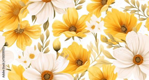 yellow and white flower pattern