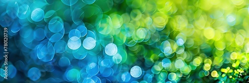 Abstract bokeh background with blue and green colors creates an atmosphere of joy for the ecocLastic week in springtime, Banner Image For Website, Background photo