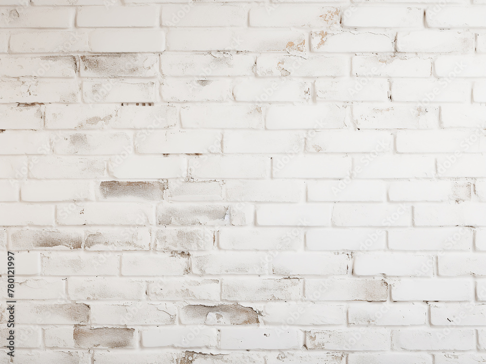 Fototapeta premium Beautifully painted white brick wall offers a striking backdrop