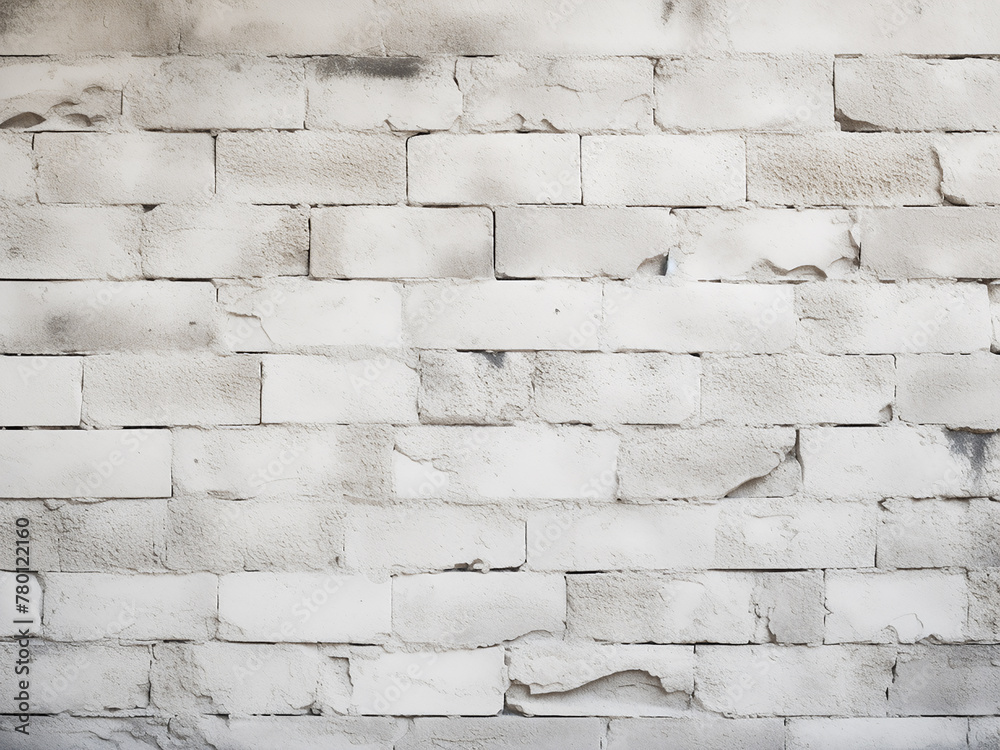 Fototapeta premium Textured white concrete brick wall provides a background
