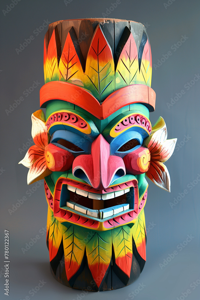 Colorful wooden Tiki mask