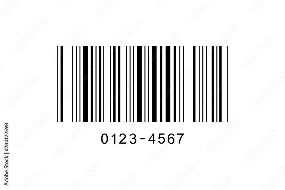 Bar code label sample. Barcode icon. Visual data representation with product information isolated on white background. Vector graphic illustration Bar code label sample. Barcode icon. Visual data representation with product information isolated on white background. Vector graphic illustration