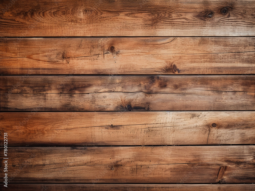 Antique cracking and weathered texture adorn the brown wood plank surface Antique cracking and weathered texture adorn the brown wood plank surface