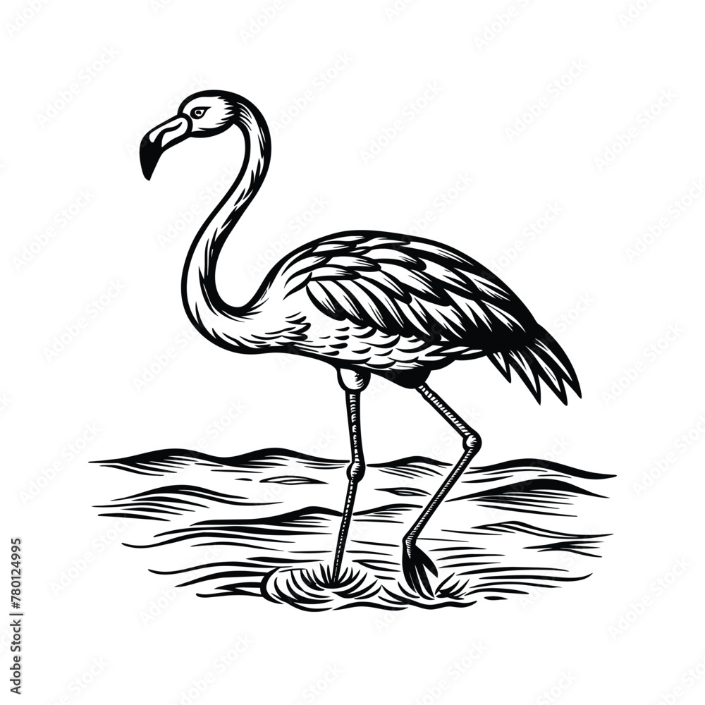 Obraz premium black flamingo isolated on white background