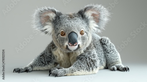 Cute koala on grey background. Studio shot.