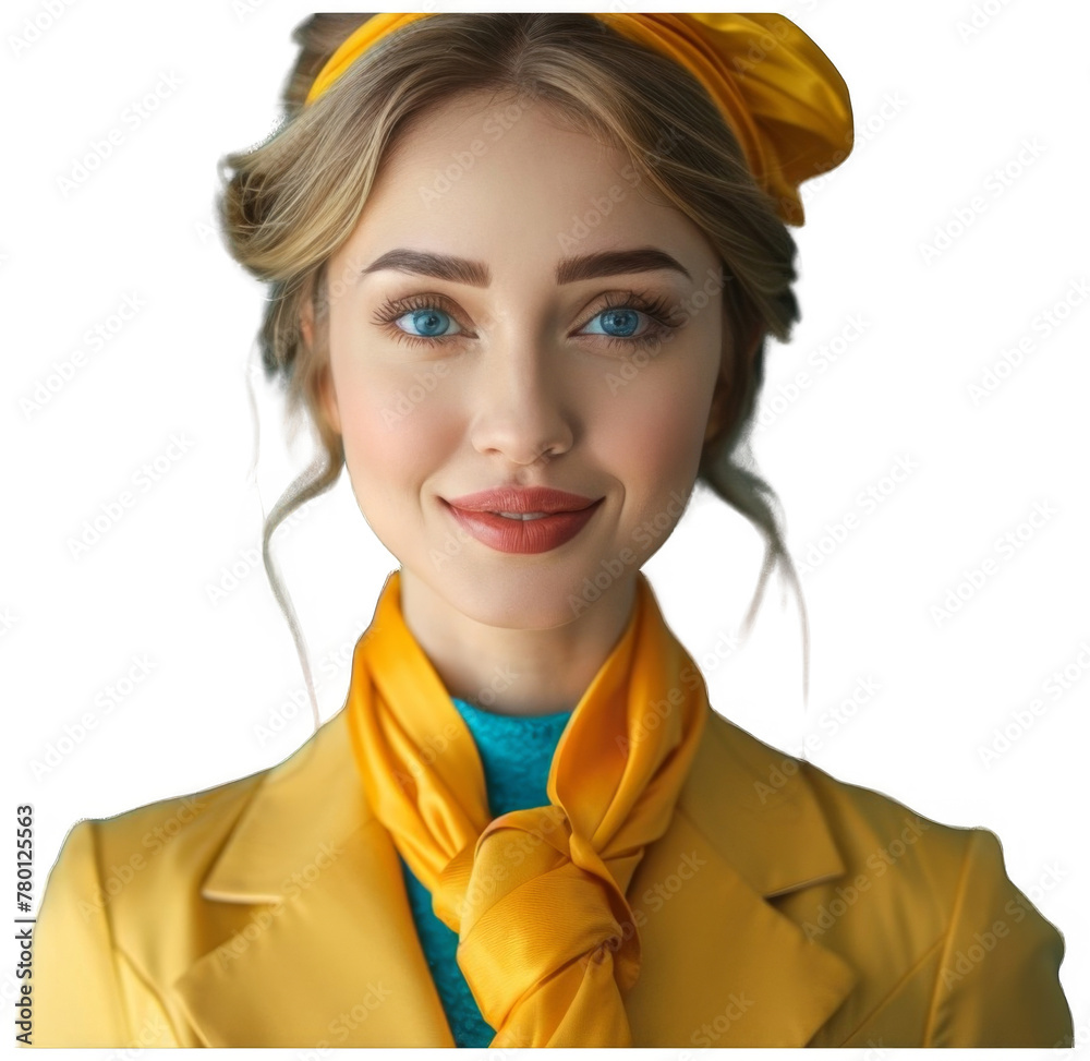 Woman Wearing Yellow Scarf. Transparent PNG Background Woman Wearing Yellow Scarf. Transparent PNG Background