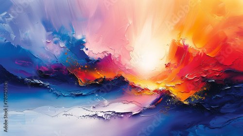 Wallpaper Mural Jagged lines and bold colors collide in a whirlwind of abstract energy, evoking the untamed spirit of a wild landscape bursting with life and vitality-2 Torontodigital.ca