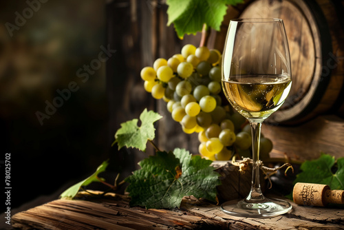 Vintage Elegance: White Wine and Grapes