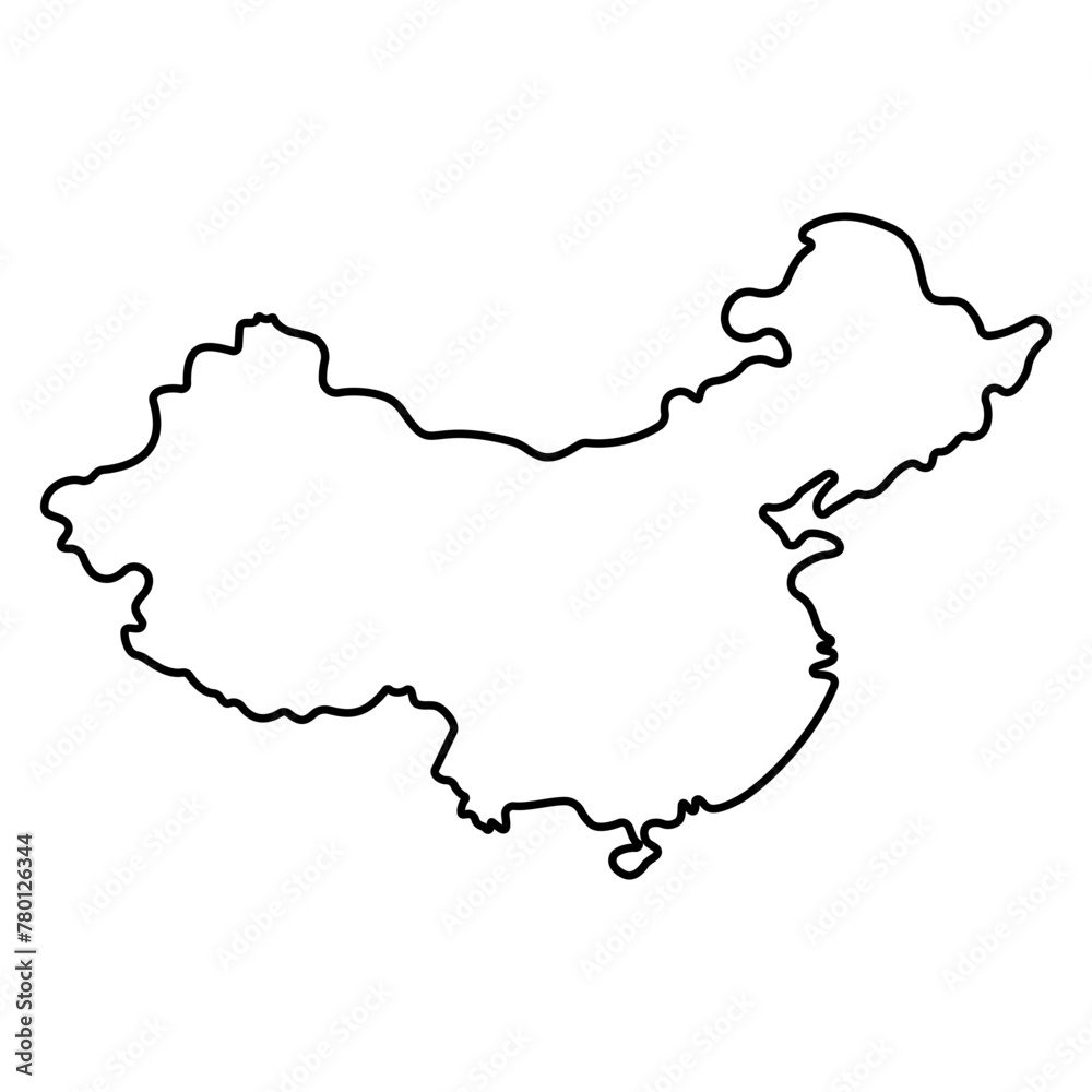 China on world map icon. line doodle element isolated on a white background. Geography of location. East Asia. the southeastern part of the Eurasian continent adjacent to the Pacific Ocean.