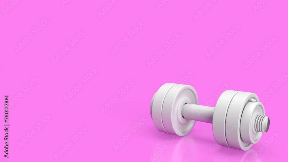 The white dumbbell for health or fitness concept 3d rendering. The white dumbbell for health or fitness concept 3d rendering.