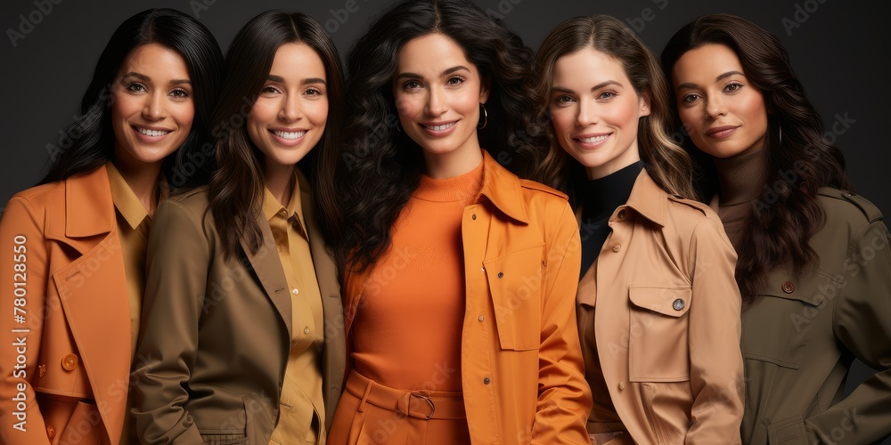 Diverse elegant women in harmony, showcasing success Diverse elegant women in harmony, showcasing success