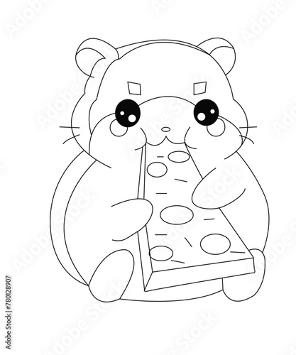 Hamster coloring book page for kids
