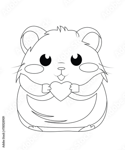 Hamster coloring book page for kids