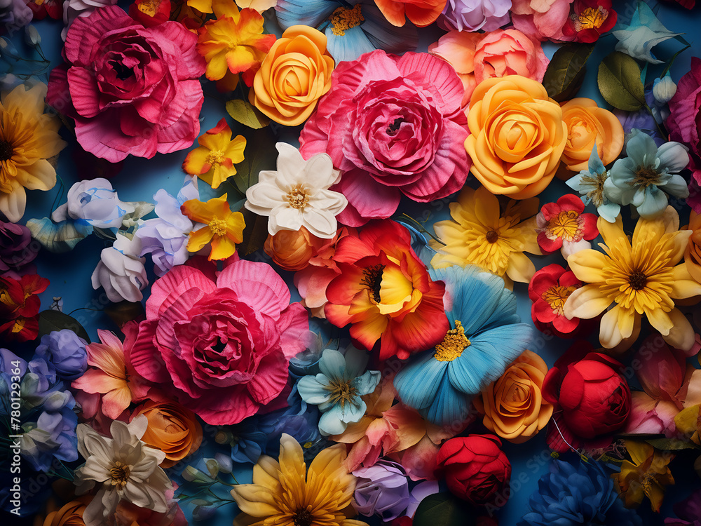 Colorful flowers creating a picturesque background, perfect for postcards