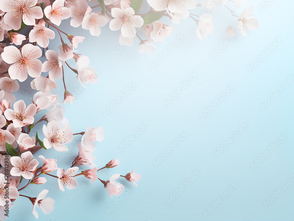 Background adorned with spring and summer flowers, providing free space