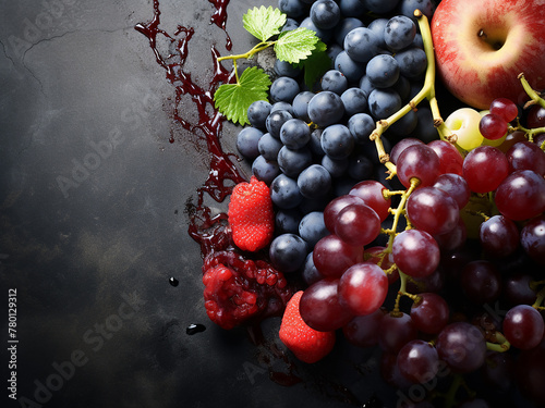 Concrete background showcasing a variety of anticancer foods