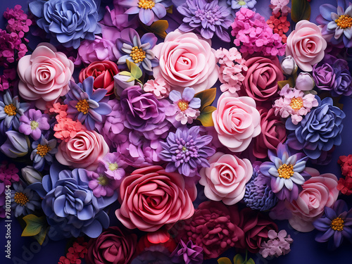 Top view of a beautiful bouquet serving as a floral background