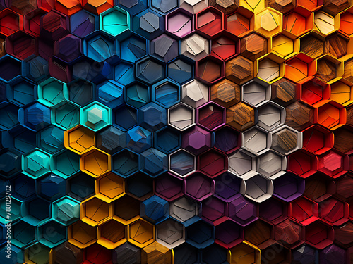 Enigmatic mood backgrounds come alive with colorful 3D illusions and hexagonal patterns