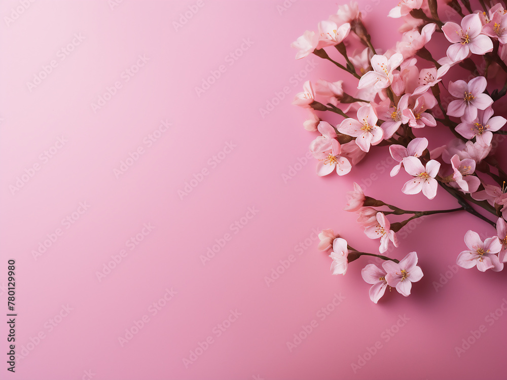 Enjoy a top-down view of stunning flowers against a pink backdrop with room for text