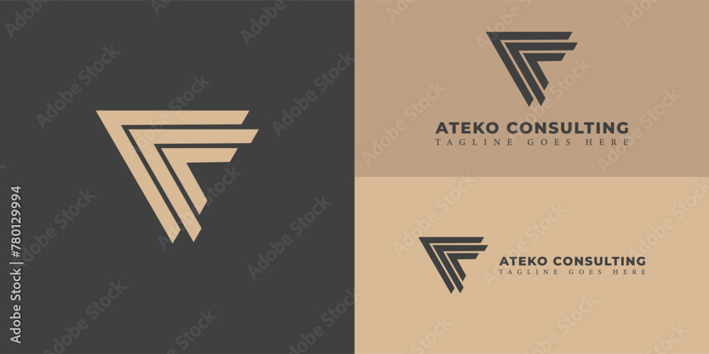 Abstract initial triangle letter AC or CA logo in gold color isolated ...