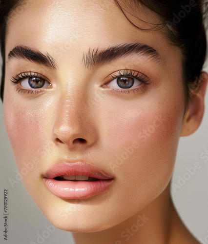 Portrait of beautiful natural woman with perfect healthy skin