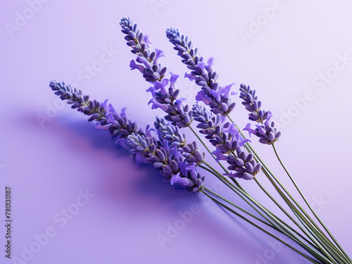 Lavender flowers bloom gracefully against a colored backdrop