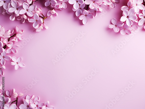 Lilac petals grace a pink backdrop, ideal for Mother's or Women's Day © Llama-World-studio