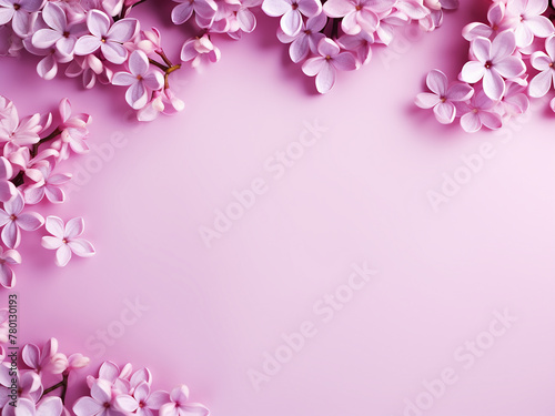 Lilac petals grace a pink backdrop, ideal for Mother's or Women's Day