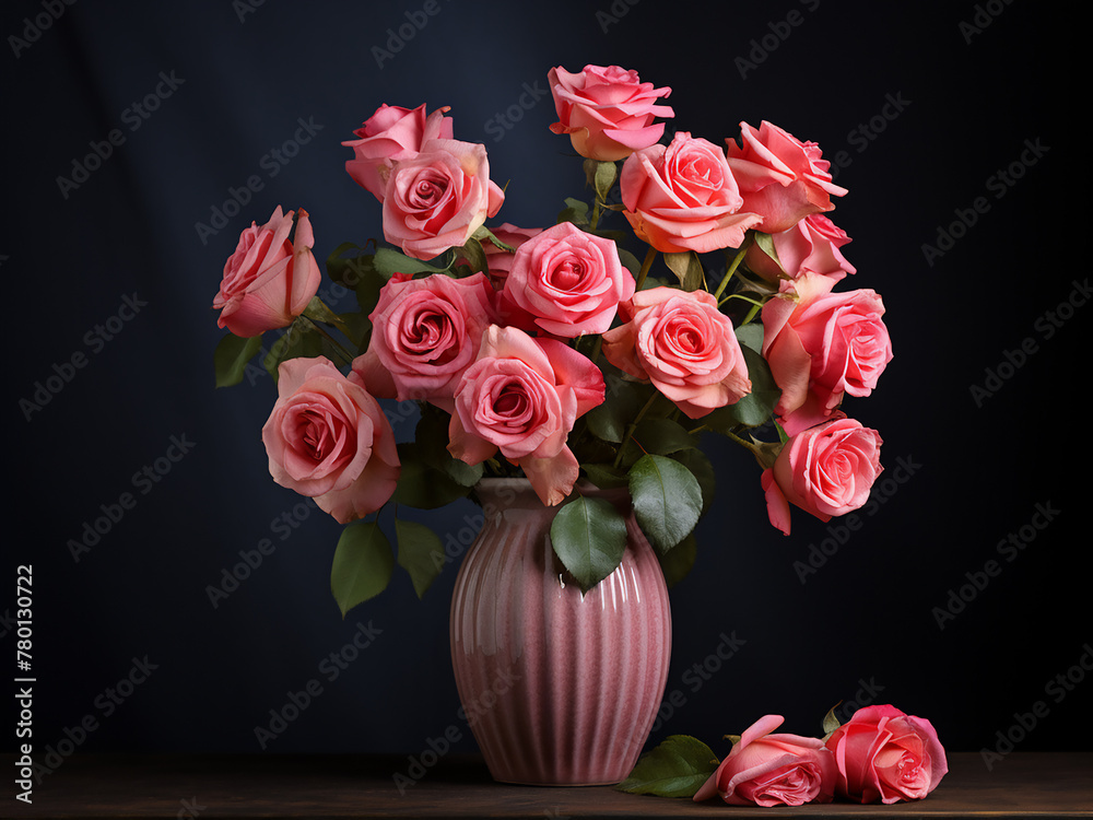 Fototapeta premium 3D rendering showcases roses in a virtual garden, rich with detail