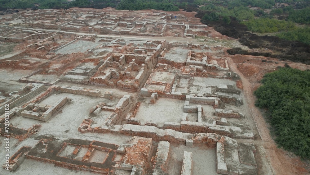 Aerial view of ancient ruins Mohenjo Daro