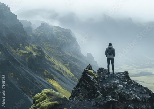 Mujer escalando la montaña   photo