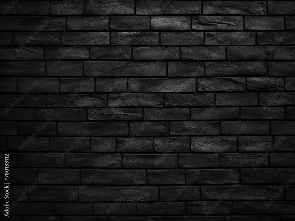 Background showcases the texture of a black brick wall