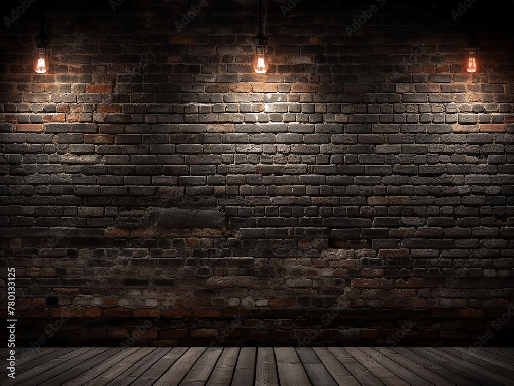 Empty brick basement wall provides a dark, rugged backdrop