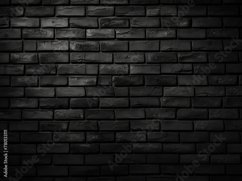Textured black brick wall serves as the backdrop