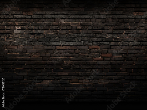 Texture of the brickwork stands out against the black background photo