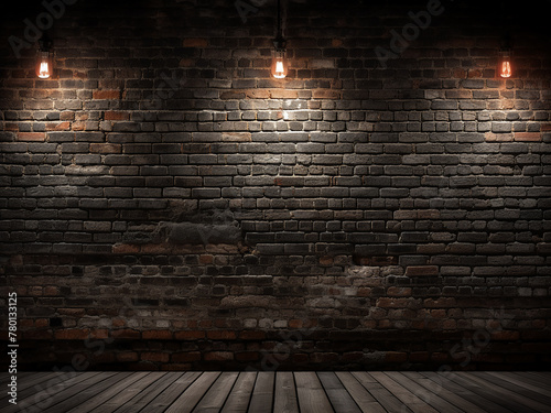 Empty brick basement wall provides a dark, rugged backdrop