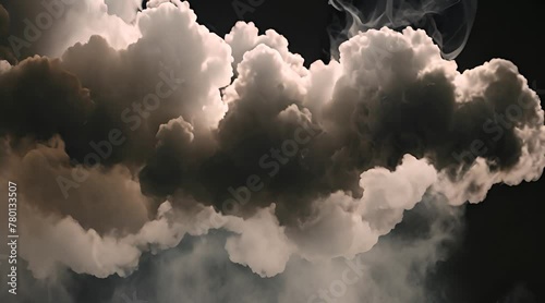 Endless Smoke Steam Loop bellowing on black background (ID: 780133507)