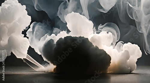 Endless Smoke Steam Loop bellowing on black background (ID: 780133571)