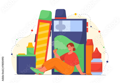 Woman with vape vector concept