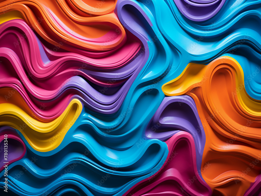 Fototapeta premium Detailed close-up showcases plasticine-like texture in colorful abstract background