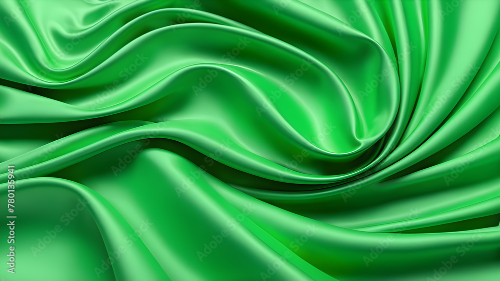 Obraz premium abstract 3d render green silk background 